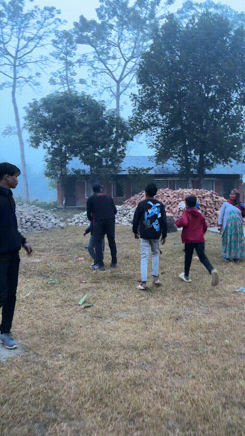 Football match with local kids