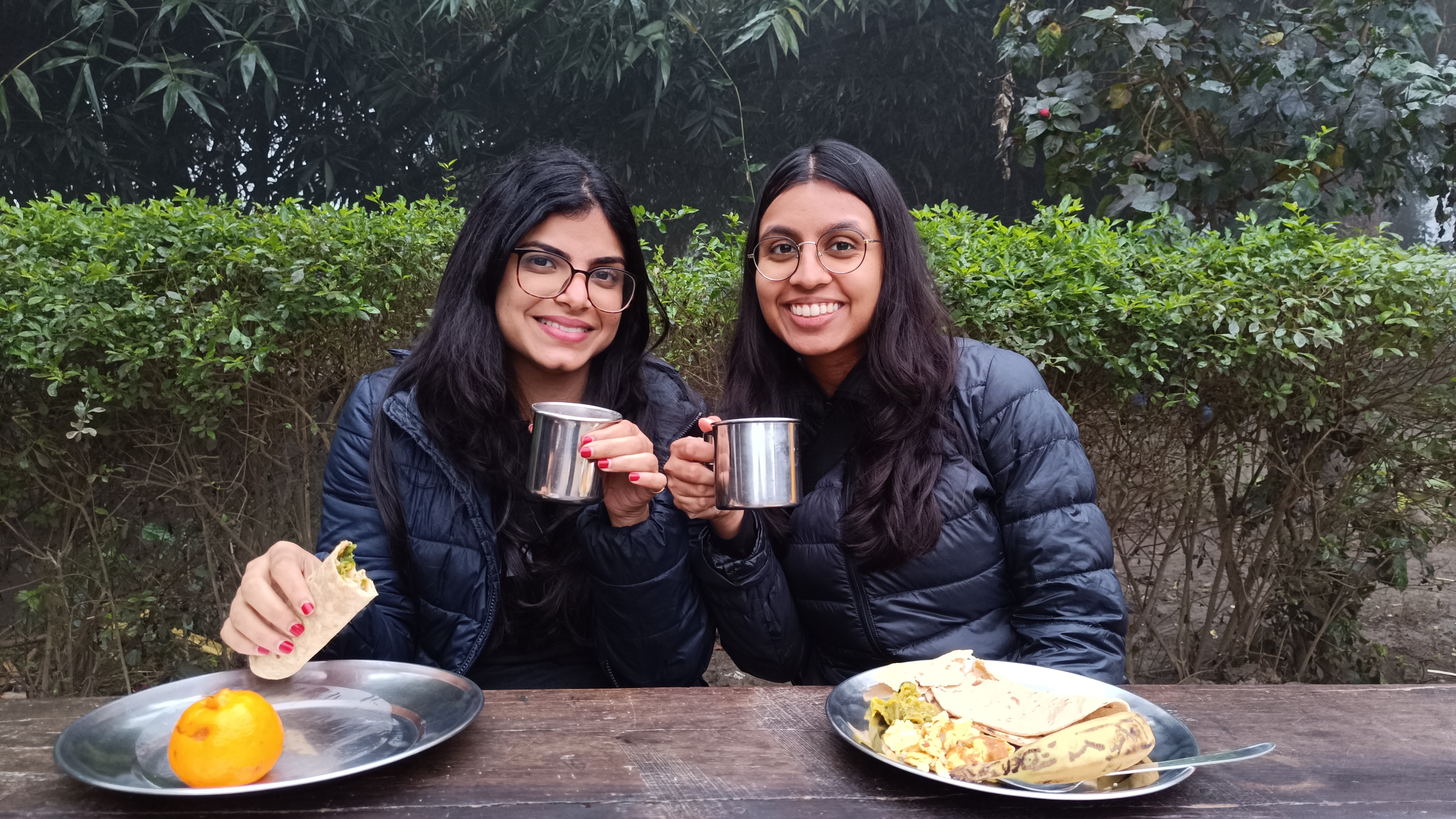 Richa and Malaika having lunch