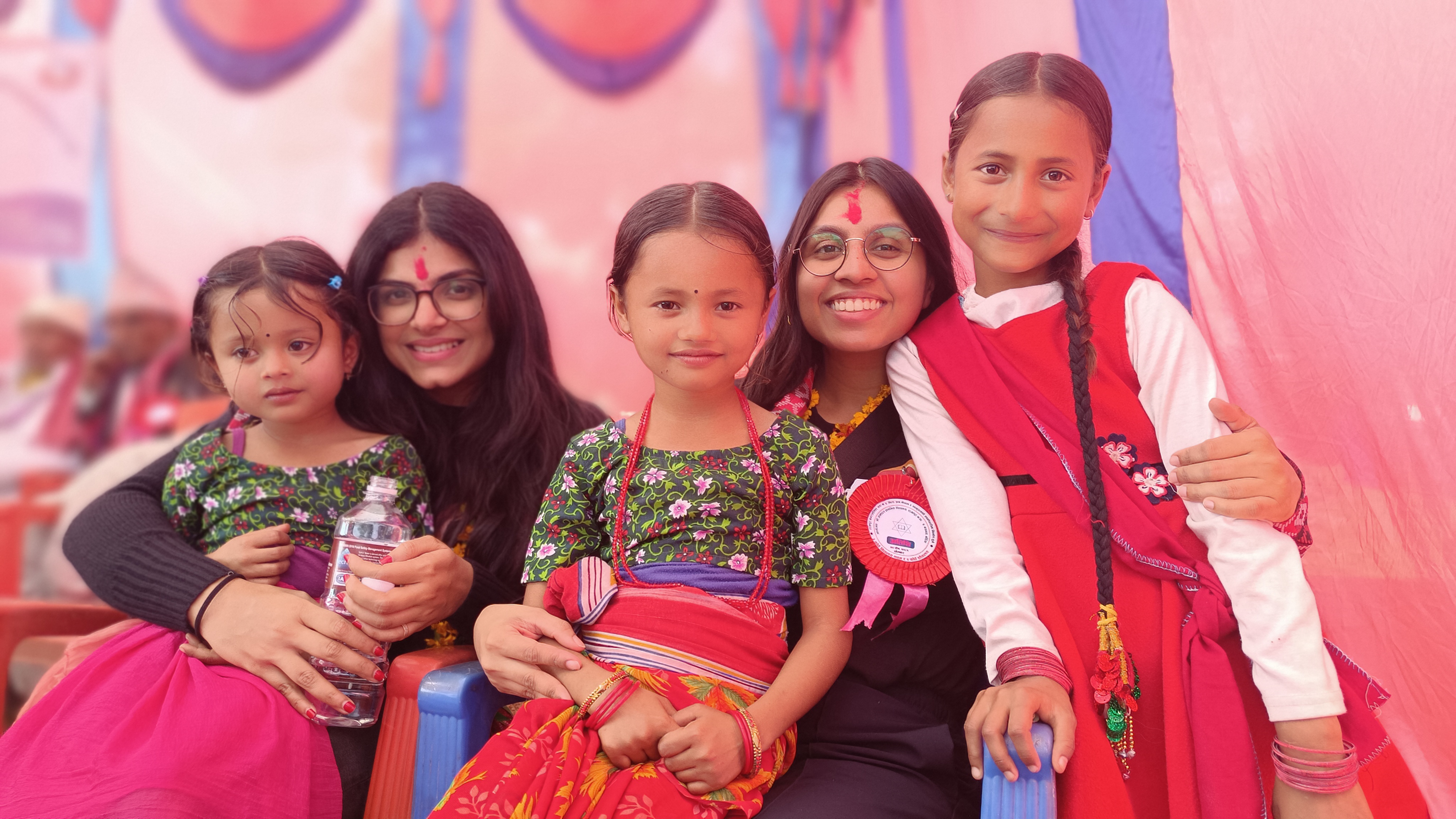 Richa bonding with village girls on the first day