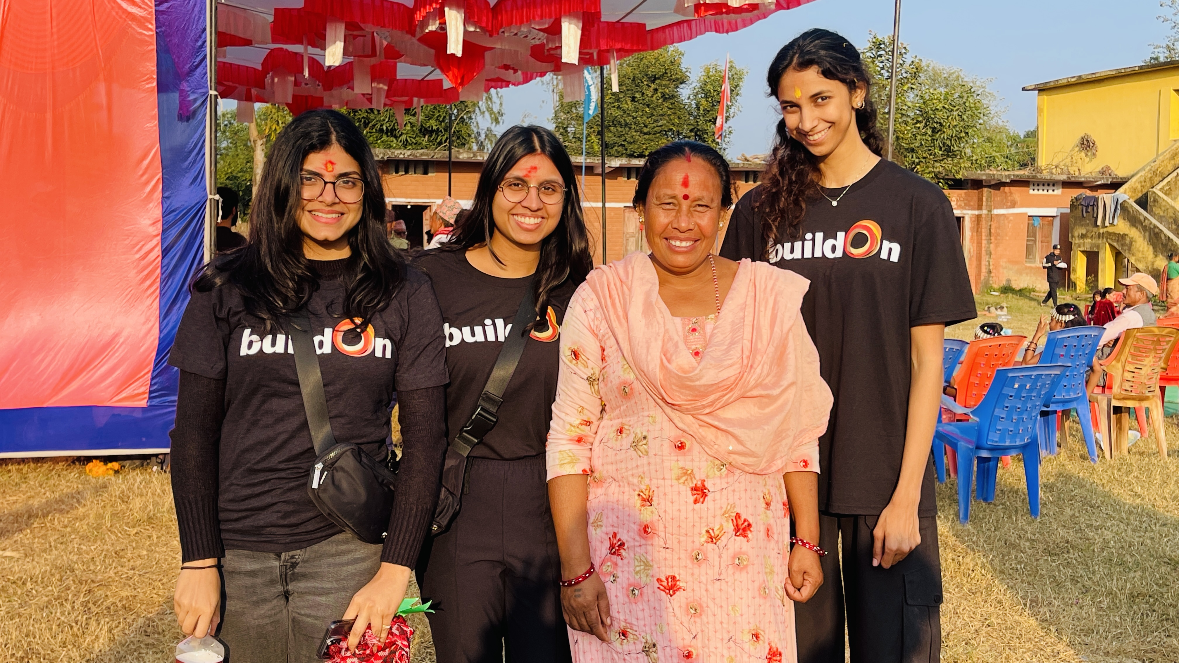 Richa with her Nepali host mother and family