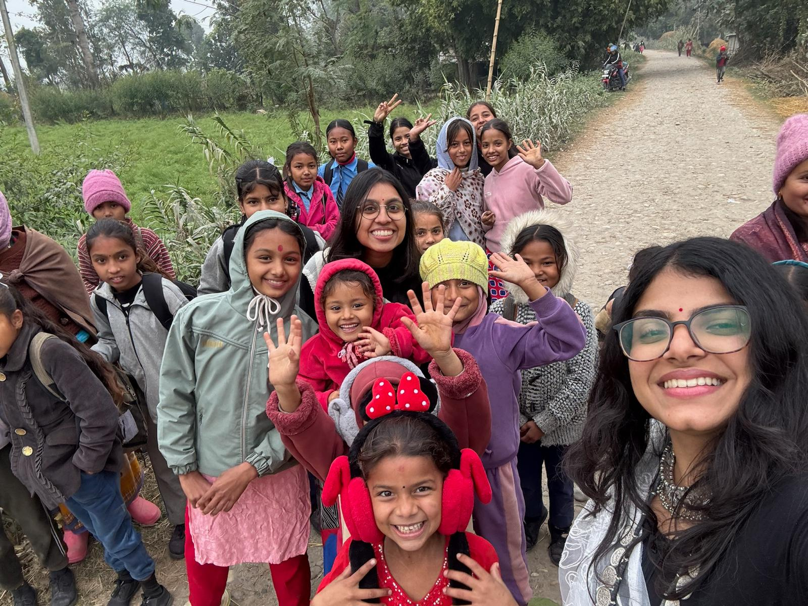 Richa and Malaika with kids at the wedding